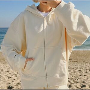 Daily Drills unisex oversized zip up hoodie sweatshirt in Sand